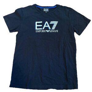 EA7 Emporio Armani Boys' Crew Neck T-Shirt - Black with Logo Graphic - Size 12A